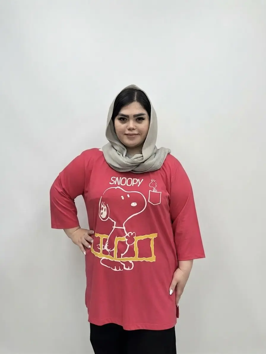 تونیک و تیشرت سایز بزرگ زنانه نخی طرح اسنوپی
